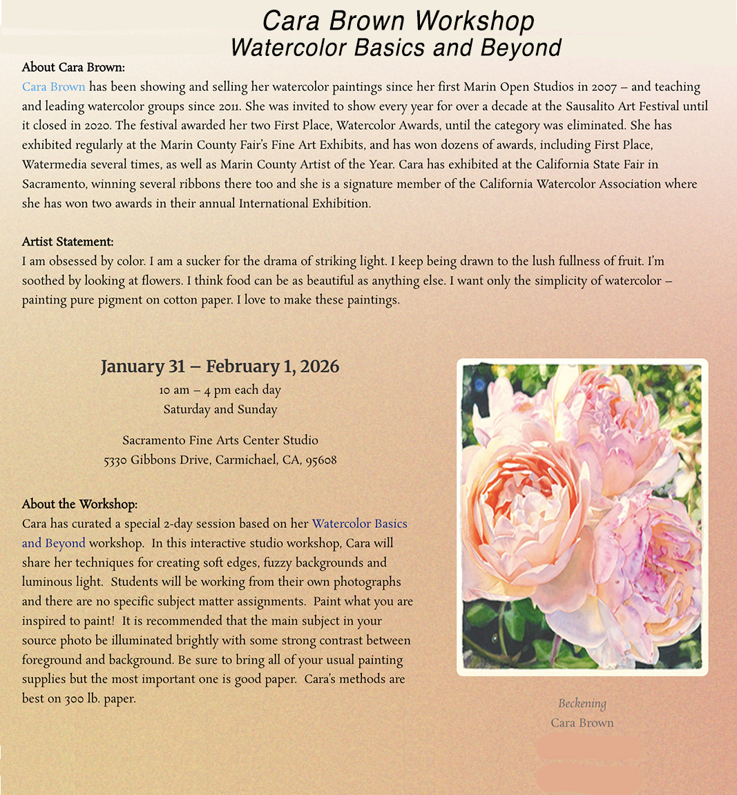 Cara Brown-Coming Events